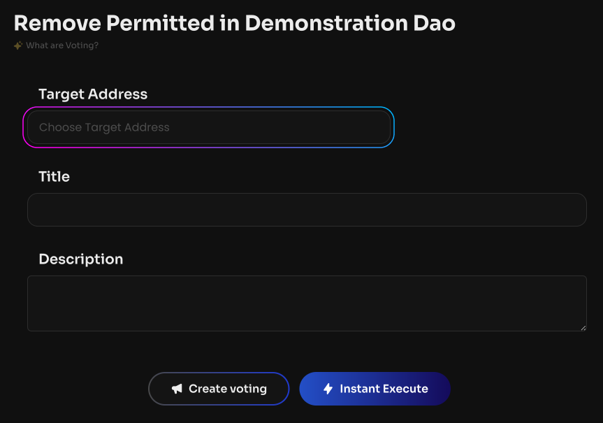 Specify the user's public address or the smart contract address that was previously added to Permitted