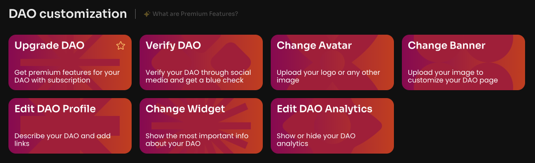 Click Edit DAO Analytics on the Manage page in your DAO