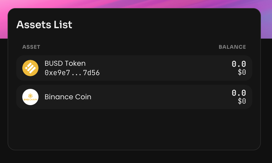 Balance widget