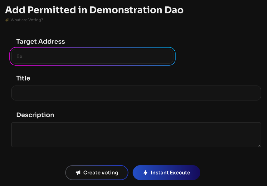 Specify the user's public address or a smart contract address