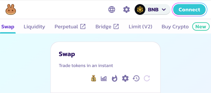 Click Connect wallet and select the WalletConnect button