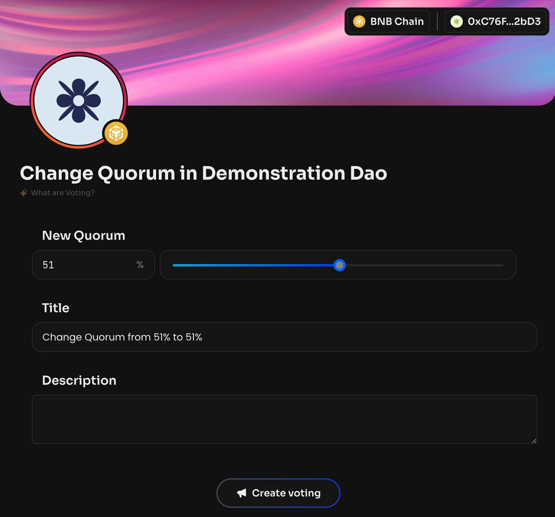 Enter the new quorum number or use the range slider