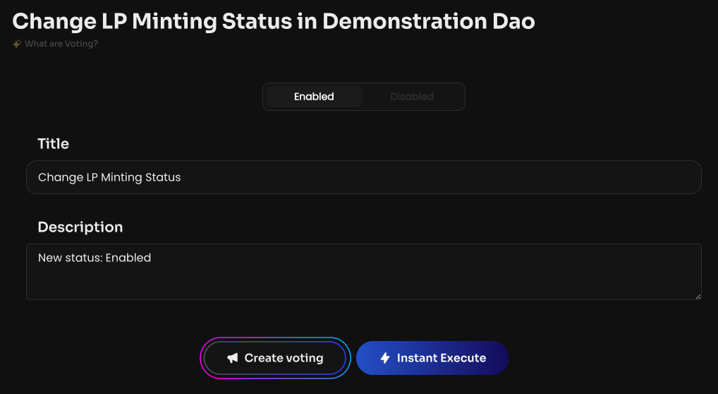 Vote to enable LP Issue