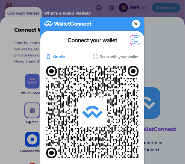 Below the QR code, copy the URI by clicking Copy to clipboard