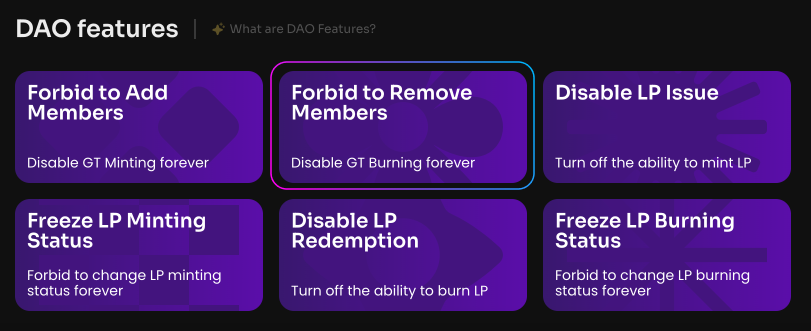 Click Forbid to Remove Members on the Manage page in your DAO