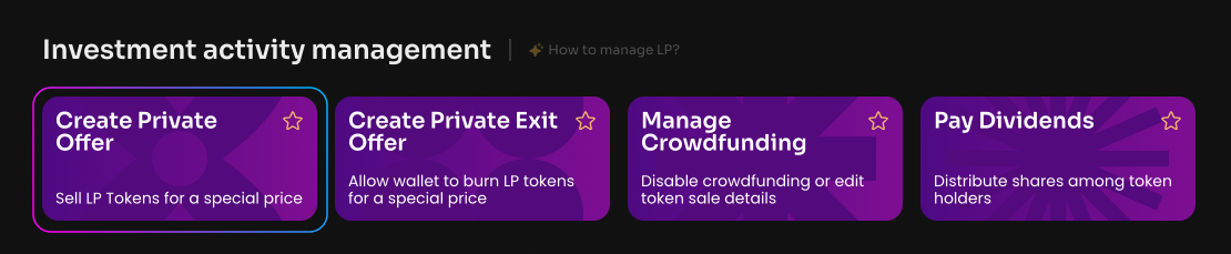 Click Create Private Offer on the Manage page in your DAO