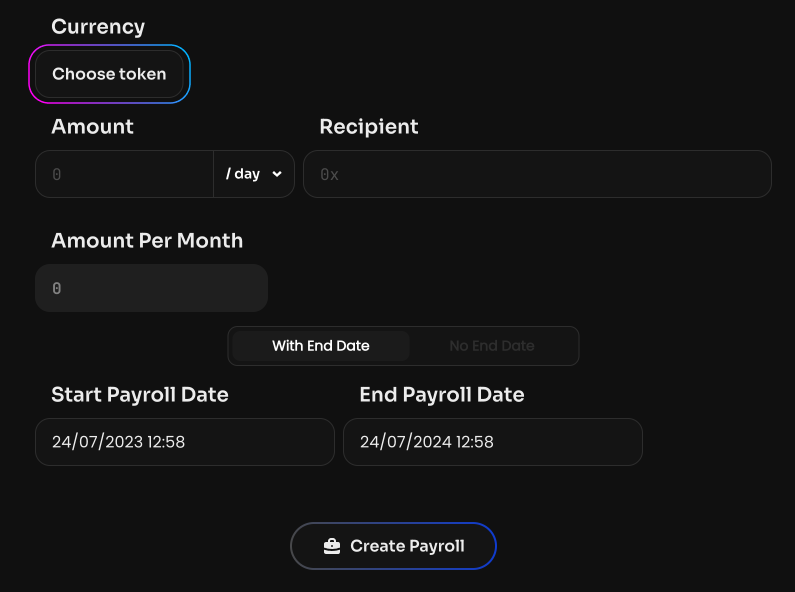 Select a token from the list or specify its smart contract that is on the DAO balance and in which…