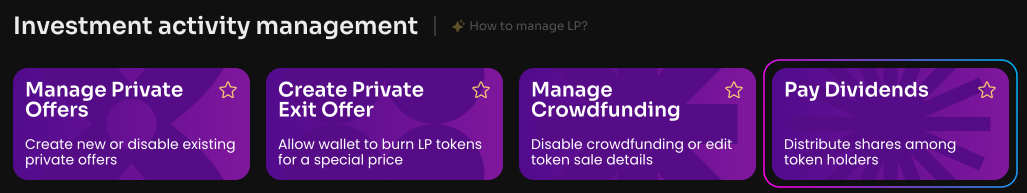 Click Pay Dividends on the Manage page in your DAO