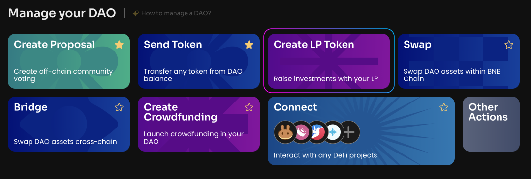 Click Create LP Token on the Manage page in your DAO