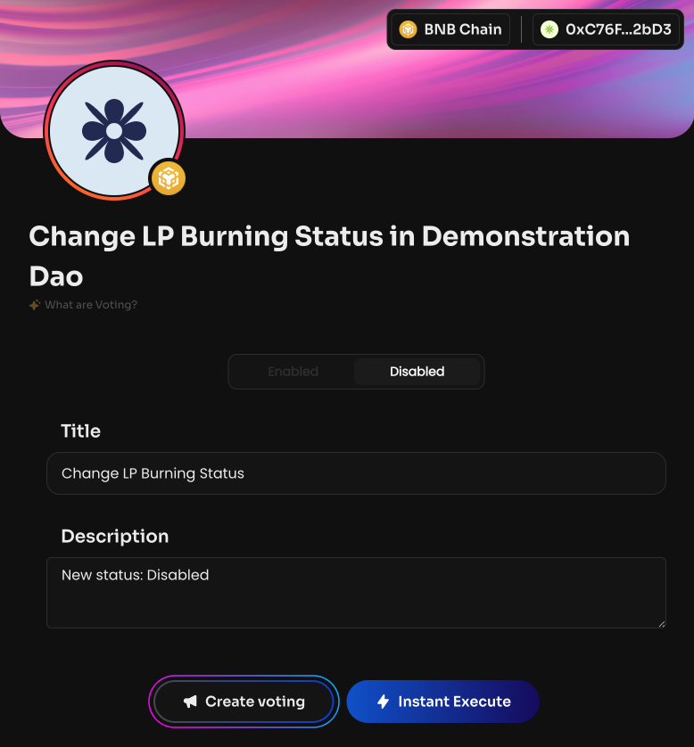Vote to disable LP Burning
