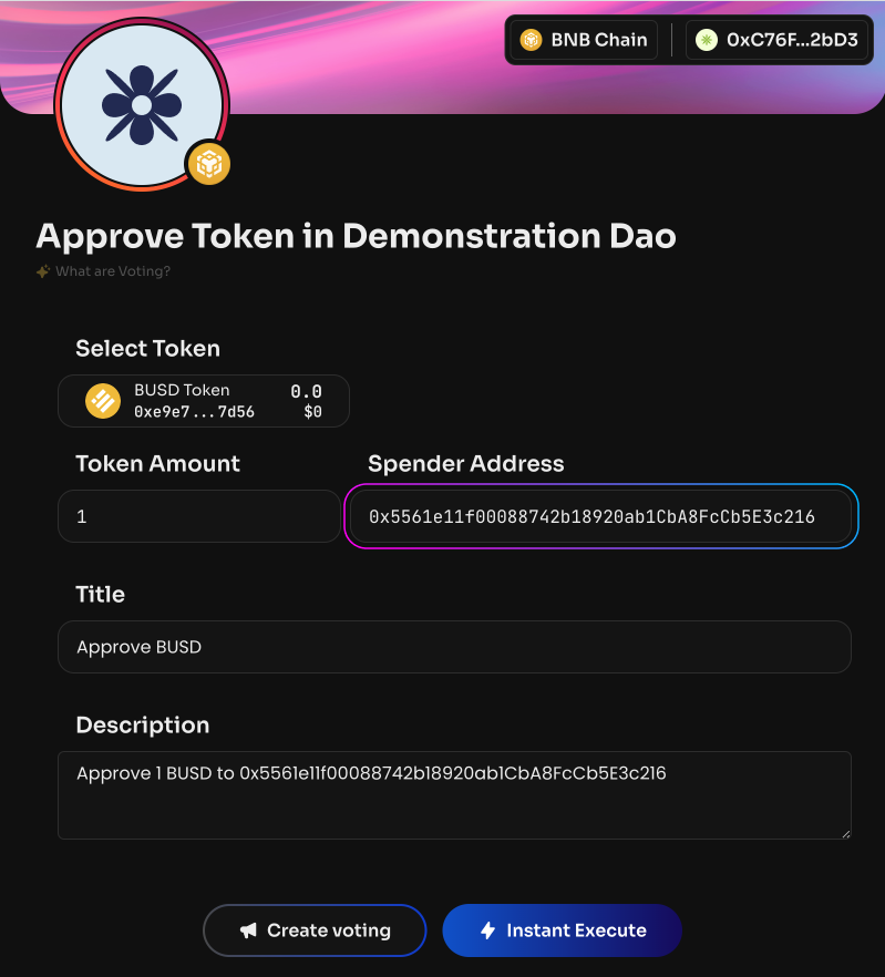 Specify the Spender Address - a third-party smart contract, DEX or other