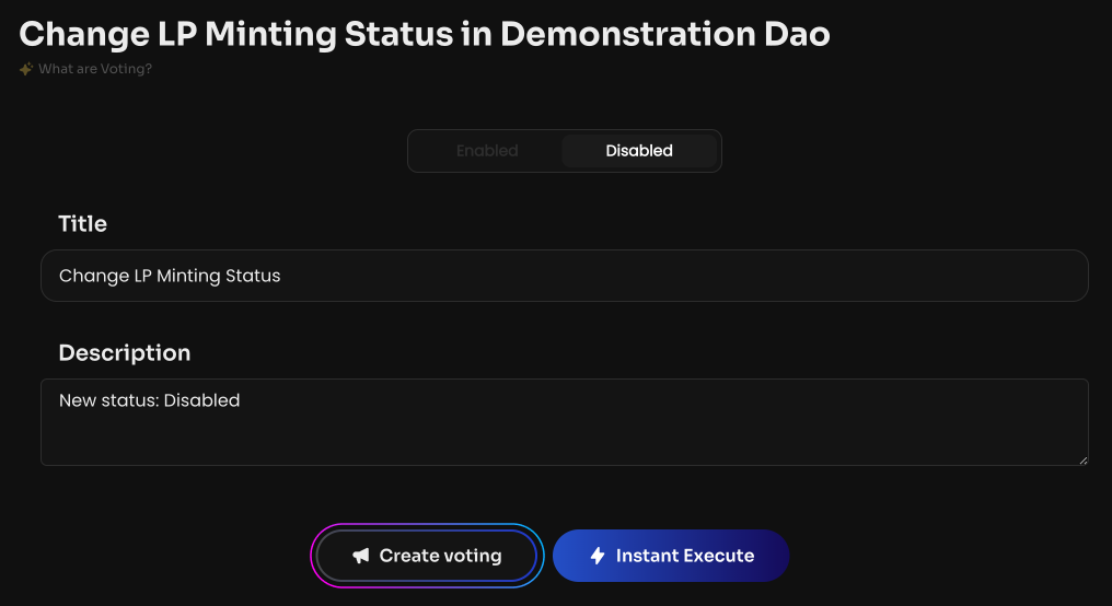 Vote to disable LP Issue