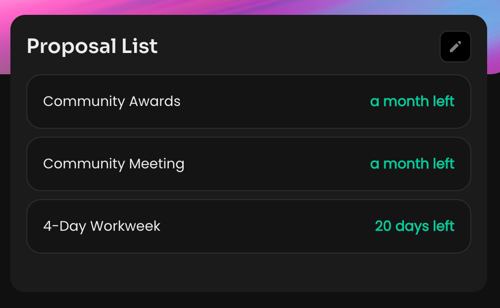 Proposal List widget
