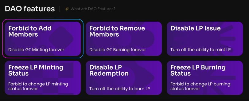 Click Forbid to Add Members on the Manage page in your DAO