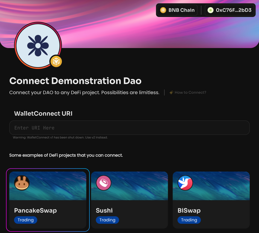 Go to the website of the Dapp project you need